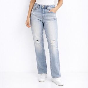 Seven7 Fashion Jeans Women’s Sz 10 Light Wash Distressed Straight Leg Stretch